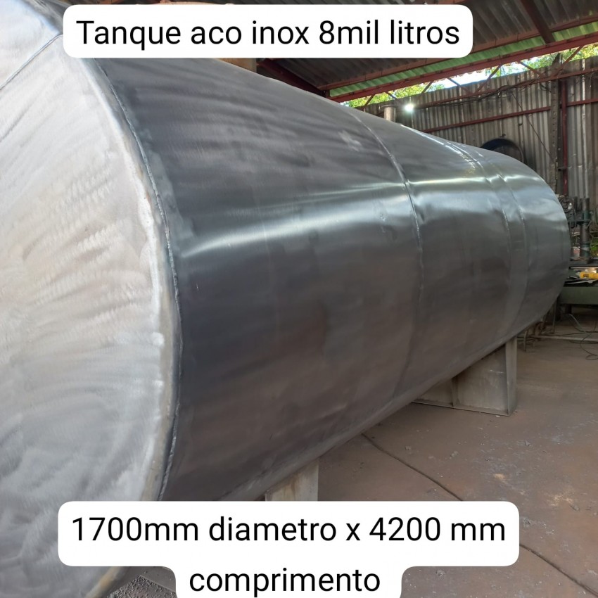 Tanque em ao inox 9,5 mil litros chapa 3mm 1700mm diametro x 4200mm comprimento