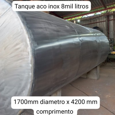 Tanque em ao inox 9,5 mil litros chapa 3mm 1700mm diametro x 4200mm comprimento